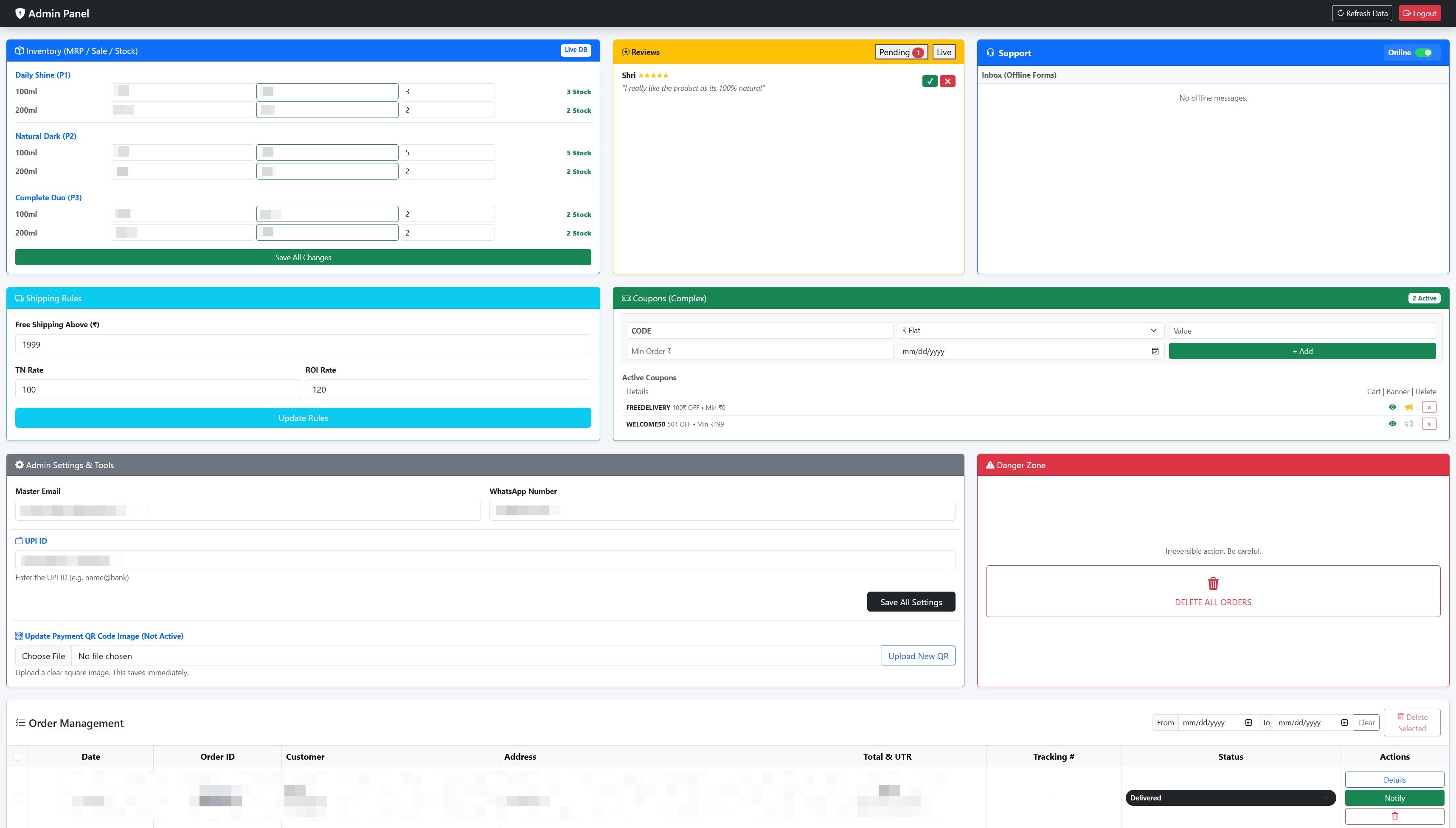 SAN Commerce Admin Panel (Click to Zoom)